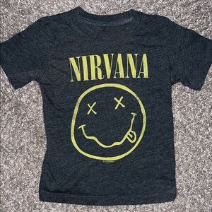 NIRVANA Kids Charcoal Tee with Yellow Graphic